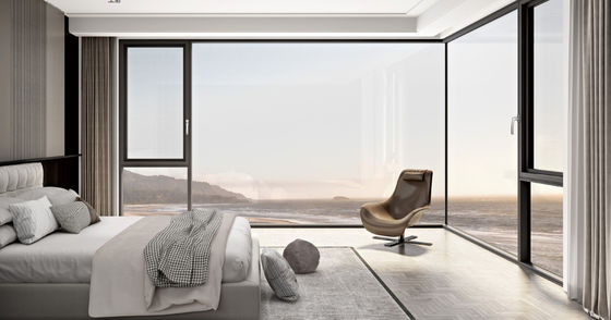 Aluminium tahan lama Swing Open Window Dengan Laminated Glass Dan Tempered Insulated Glass