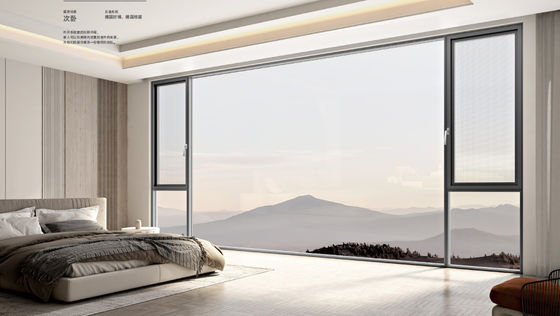 Aluminium Casement Open Window Dengan Tempered Insulated Glass Dan Tempered Laminated Glass