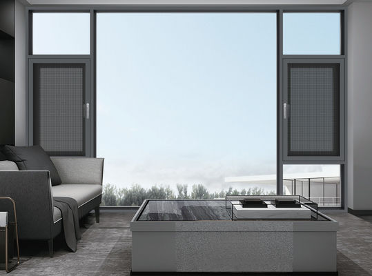 Menghemat energi Aluminium Swing Window Tempered Glass Outward Casement Window