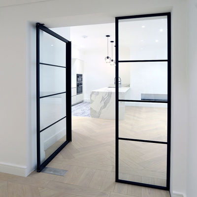 Balkon Double Leaf Aluminium Casement Pintu Laminated Tempered Kaca