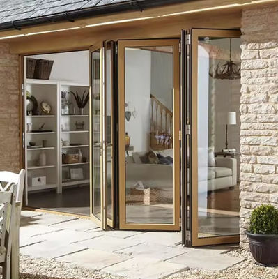 Powder Coating Bifold Glass Doors Exterior Typhoon Resistance Untuk penggunaan eksternal