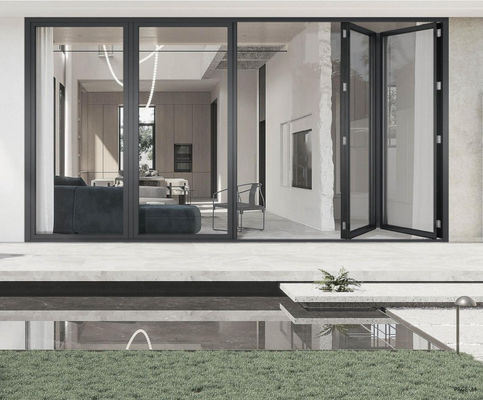 Pintu Lipat Aluminium Tahan Korosi Pintu Termal Break Pintu Bifold Aluminium Slimline