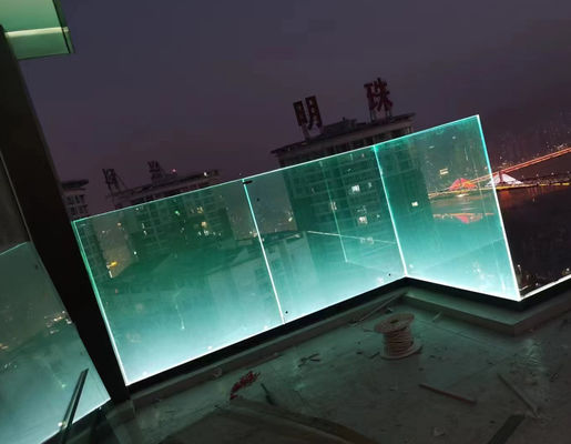 Aluminium Tanpa Bingkai Dan Gelas Balok Bentuk persegi panjang Dengan Lampu LED