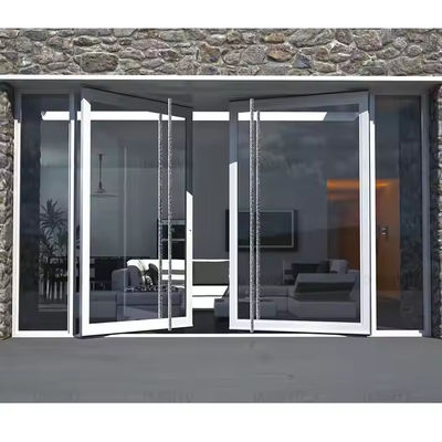 4-12mm Double Glazing Aluminium Pivot Door dengan Clear Glass dan Stainless Steel Screen Netting Material