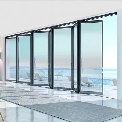 Aluminium Suara Dan Waterproof Terisolasi Bi Pintu Lipat Kaca Pintu Partisi