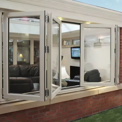 kualitas  Custom Balcony Aluminum Folding Window Tempered Insulated Folding Glass Window pabrik