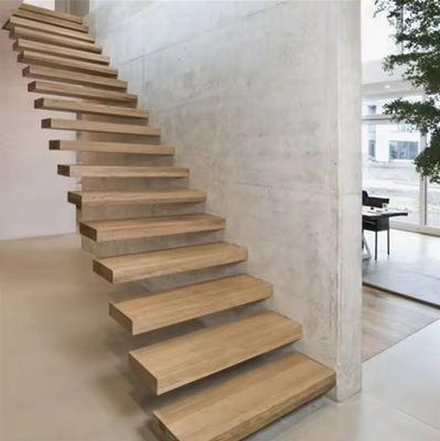 kualitas  SZG Modern Design Floating Staircase Customized Floating Wooden Staircase pabrik