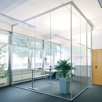 kualitas  Dustproof Glass Partition Wall Easy Cleaning Glass Office Partitions pabrik