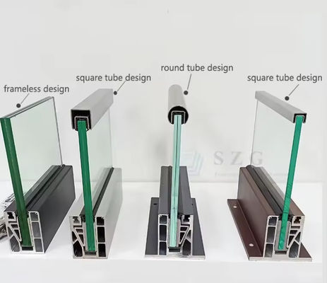 Lamel U Channel Glass Balustrade Pemasangan Teratas Dengan Kaca Laminasi