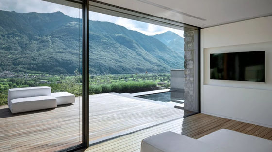 Eco Friendly Aluminium Sliding Door Balkon Menggunakan Thin 4 Aluminium Casement Sliding Door