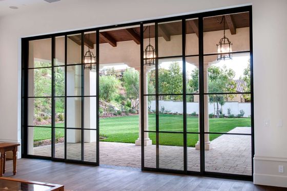 Operasi yang lancar Pintu geser aluminium komersial dengan profil aluminium pemutusan termal
