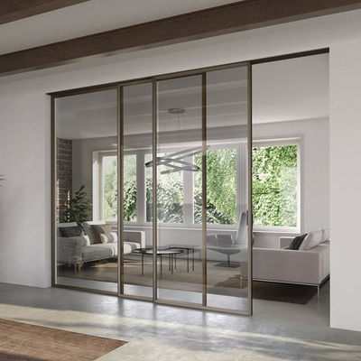 Customisable Aluminium Slimline Sliding Door Powder Coated Dan Mudah Dipertahankan