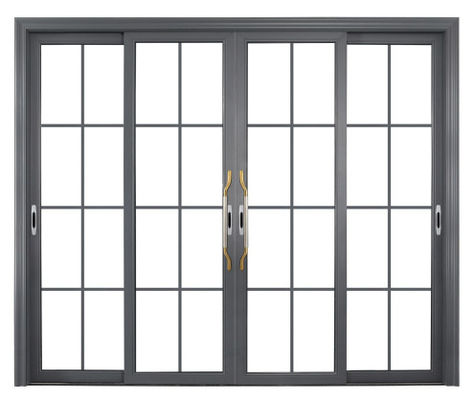 Pintu geser aluminium transparan kaca tempered rangka ramping pintu geser aluminium eksternal