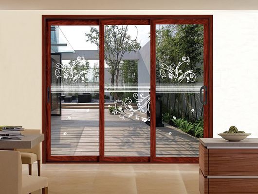 Pintu geser profil aluminium yang kokoh disesuaikan dengan kaca tempered