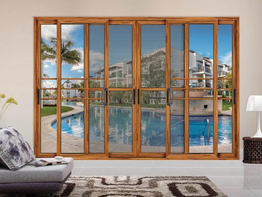 Pintu kaca geser aluminium tebal tahan lama gaya pembukaan horizontal