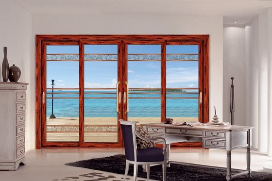 Ketahanan topan 2mm tebal aluminium Patio Pintu geser dengan kaca tempered