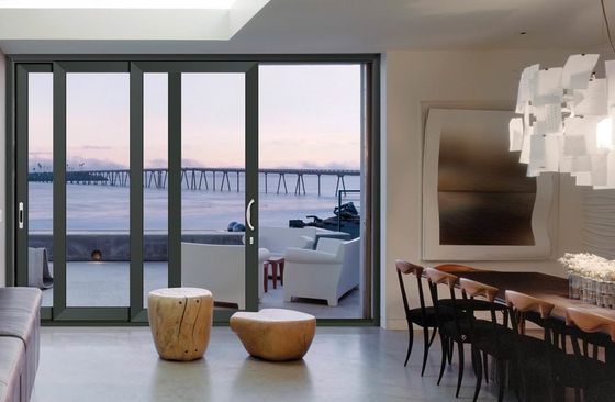 Customized Besar Pintu Patio Kaca Geser Aluminium Frame Powder Coated