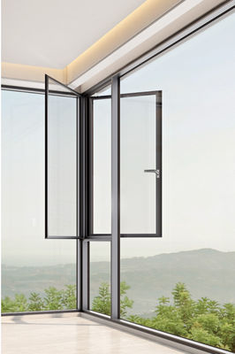 Aluminium tahan lama Swing Open Window Dengan Laminated Glass Dan Tempered Insulated Glass