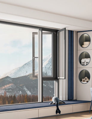 Aman Aluminium Casement Jendela Dengan Tempered Insulated Kaca Dan Multi-Point Kunci