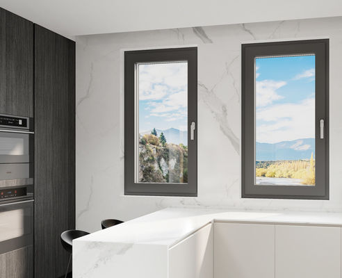 SZG Casement Open Aluminium Swing Window Dengan Hardware Baja Rustless