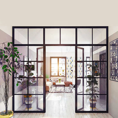 Balkon Double Leaf Aluminium Casement Pintu Laminated Tempered Kaca