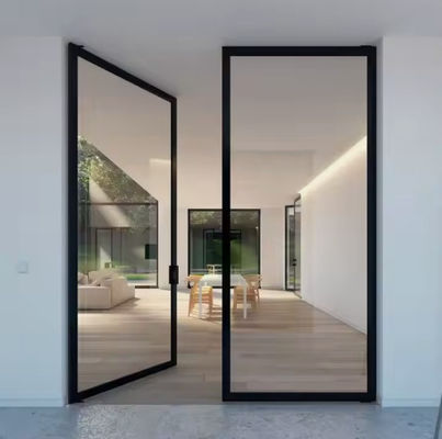 Pintu Swing Aluminium Kerangka Ringan Laminasi Pintu Swing Aluminium Kaca Tempered