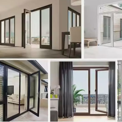 Termal Break Aluminium Glass Swing Door Open Casement tahan korosi