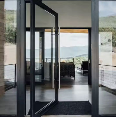 Double Door Aluminium Glass Swing Door Disesuaikan Dengan Desain Modern