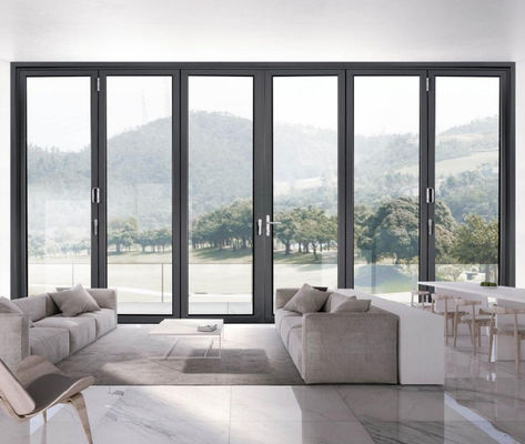 Rumah yang dapat disesuaikan Aluminium Pintu Lipat Kaca Laminasi Dengan Genggam yang Dapat Dikunci
