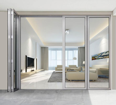 Kaca terisolasi Aluminium Pintu Patio Lipat Customized Aluminium Bifold Pintu Putih