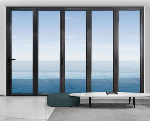 Ketahanan Badai Interior Aluminium Bifold Pintu Powder Coating