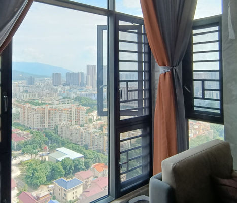 Modern Aluminium Swing Window Terisolasi Kaca Swing Buka Windows