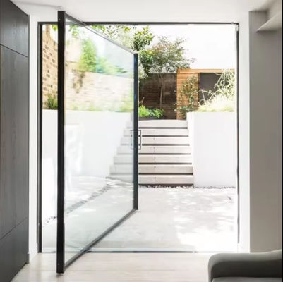 Pintu Pivot Aluminium Lapisan Bubuk yang Dapat Dikustomisasi Pintu Masuk Pivot Kaca Laminasi