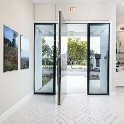 Pintu Pivot Aluminium Lapisan Bubuk yang Dapat Dikustomisasi Pintu Masuk Pivot Kaca Laminasi