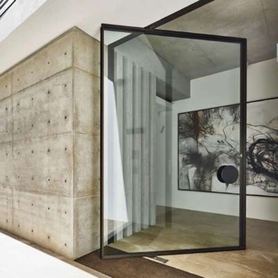 Tahan Badai Aluminium Pivot Door Tempered Glass Pivot Front Door