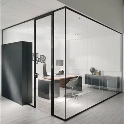 Modern Sound Proof Glass Partition Dengan Powder Coating Aluminium Frame