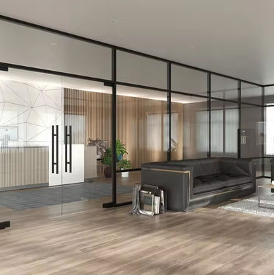 Modern Sound Proof Glass Partition Dengan Powder Coating Aluminium Frame
