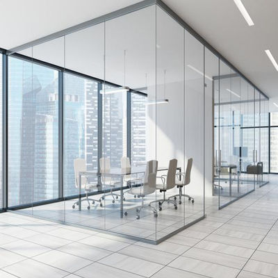 Dustproof Glass Partition Wall Easy Cleaning Glass Office Partitions