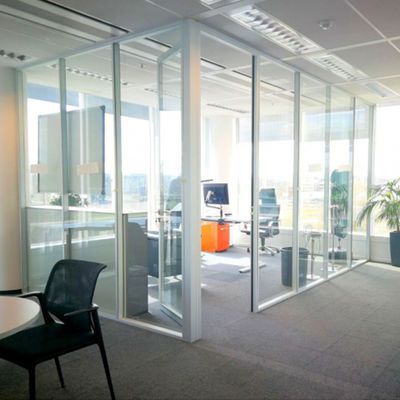 Dustproof Glass Partition Wall Easy Cleaning Glass Office Partitions