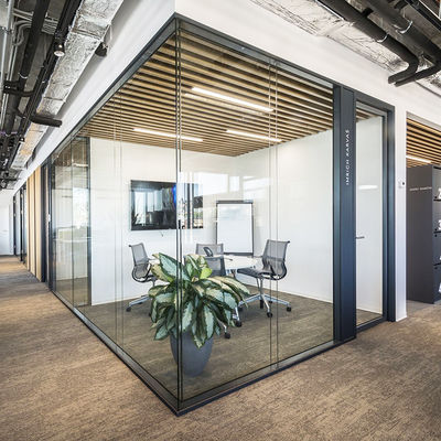 Tembok partisi kaca tugas berat keamanan Aluminium Profil Tembok partisi kaca