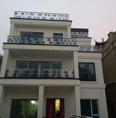 Grey Aluminium U Channel Glass Railing 10mm tebal balustrade kaca tanpa bingkai