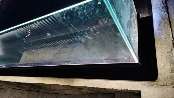 Aluminium Tanpa Bingkai Dan Gelas Balok Bentuk persegi panjang Dengan Lampu LED