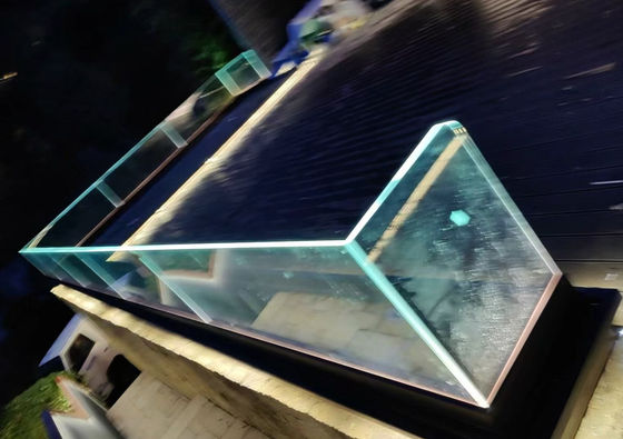 Aluminium Tanpa Bingkai Dan Gelas Balok Bentuk persegi panjang Dengan Lampu LED