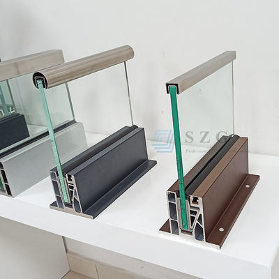 LED Cahaya Kaca Balustrade Aluminium Desain Balok Modern Frameless Tempered Glass Balkon Luar Balkon