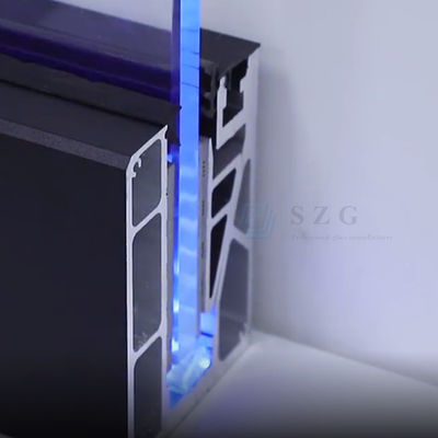 12mm Tangga Tanpa Bingkai Kaca Balkon Balok U Channel Dengan Lampu LED