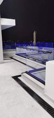 Modern Aluminium U Channel Glass Railing Customized Frameless Glass Balcony Railing