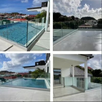Warna-warni LED Cahaya Laminasi Kaca U Channel Sistem Gelas Balok untuk Patio