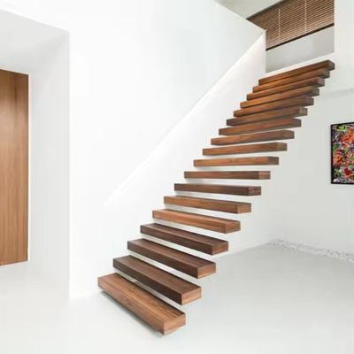 Tangga Kayu Terapung Interior Desain Elegan Dengan Red Oak / White Oak Tread