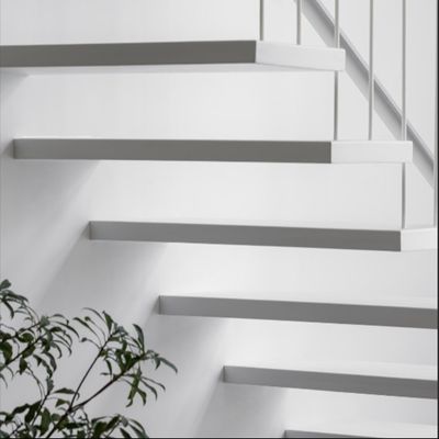 Custom Modern Design Floating Stairs dengan Quartz Tread dan Invisible Mono Stringer