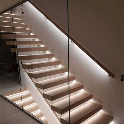 Custom Modern Design Floating Stairs dengan Quartz Tread dan Invisible Mono Stringer